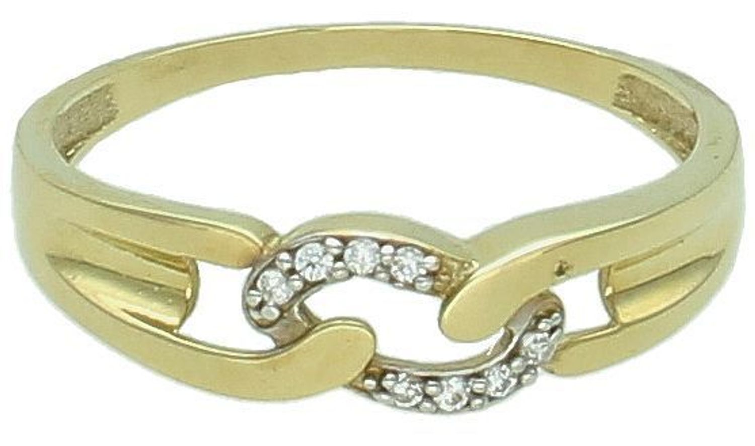 Pierścionek złoty z cyrkonią próba 375, PI 1025 375 Pierścionek z zachowaniem dbałości o każdy szczegół i detal. Dodatek łączy w sobie symbolikę kruszcu i koloru, z jednej strony może więc być 1.jpg